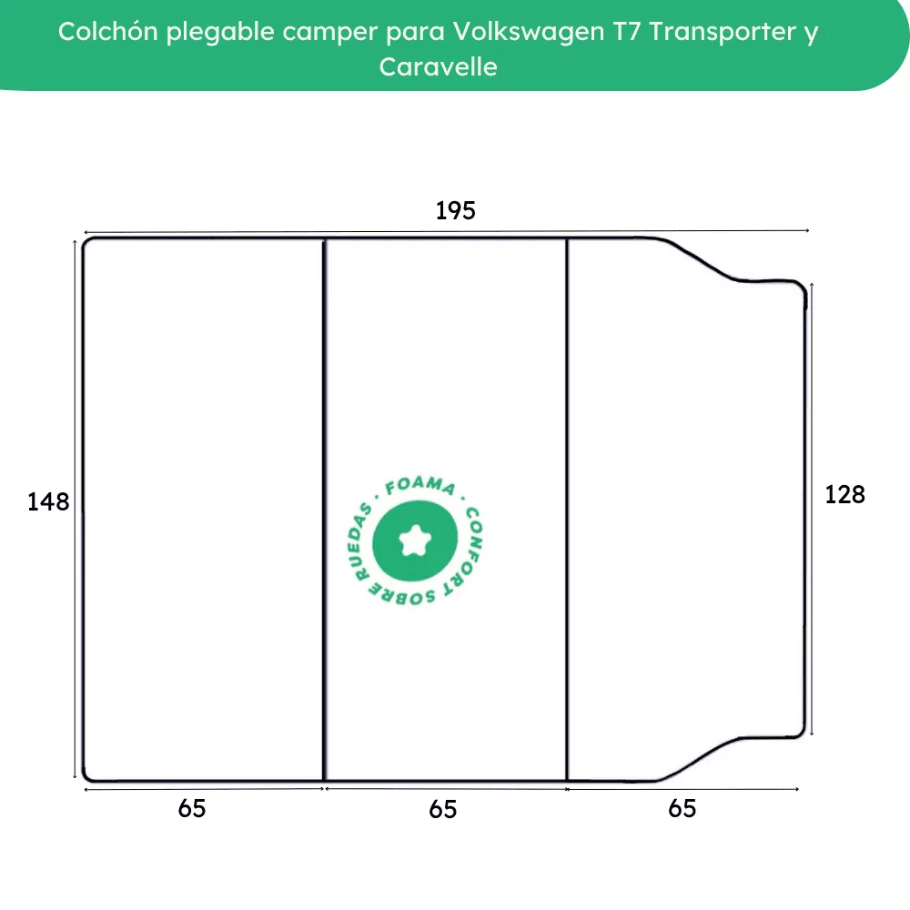Colchón plegable camper para Volkswagen T7 Transporter y Caravelle (2024) 3